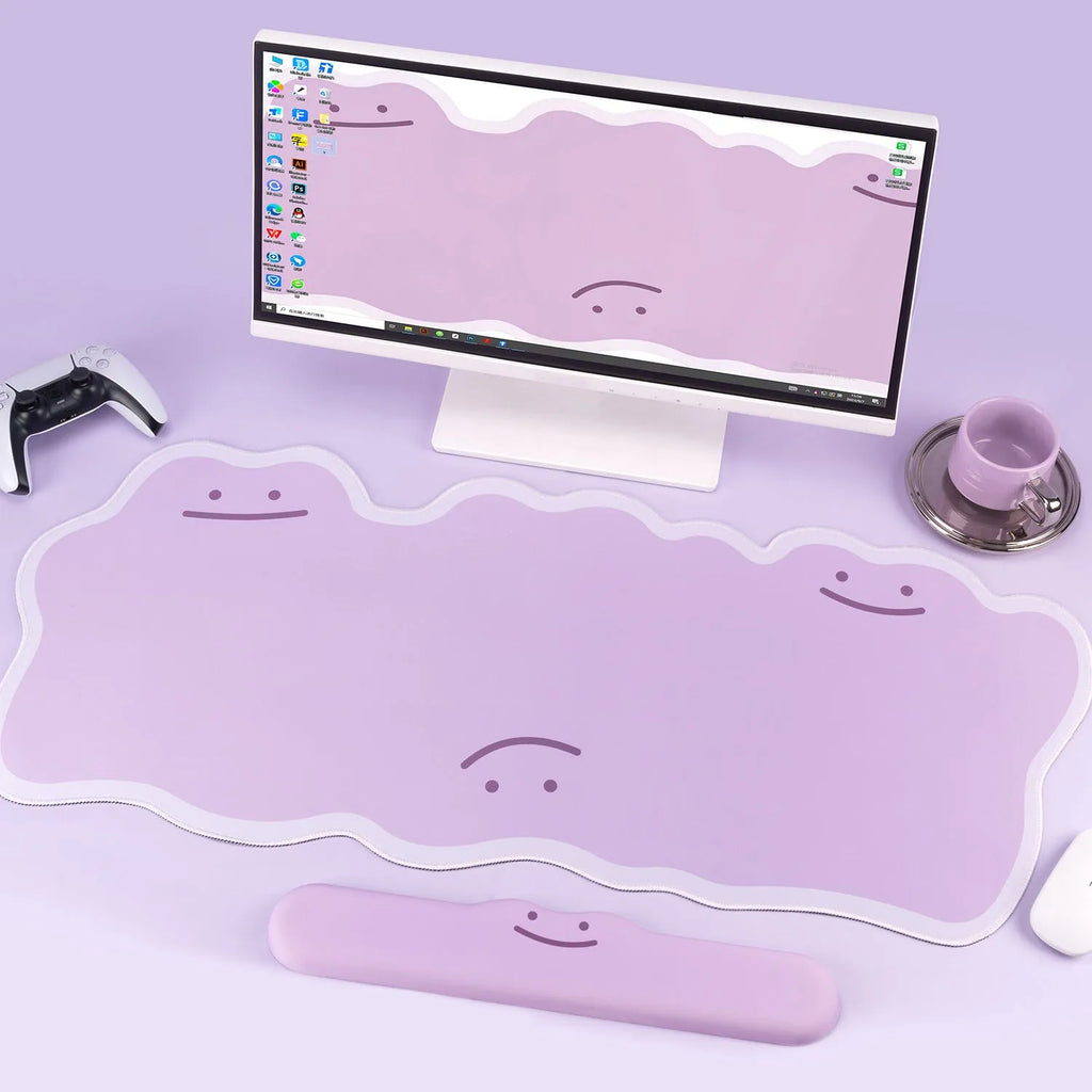 Extra large thickened e-sports mouse pad with lock edge and wrist rest, cartoon anime style