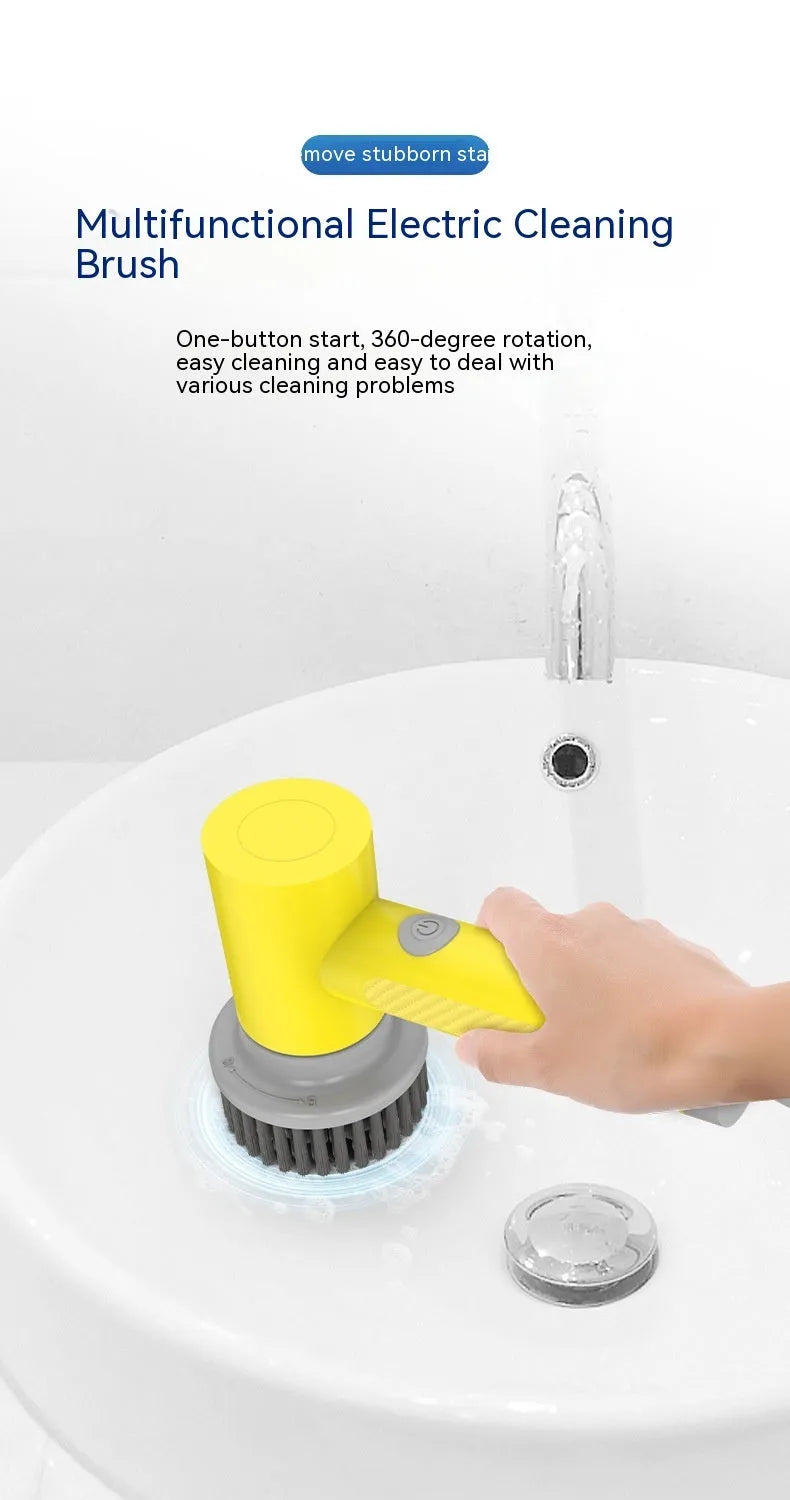 Fully automatic charging wireless waterproof electric cleaning brush with polypropylene body and brush head for bathroom tiles