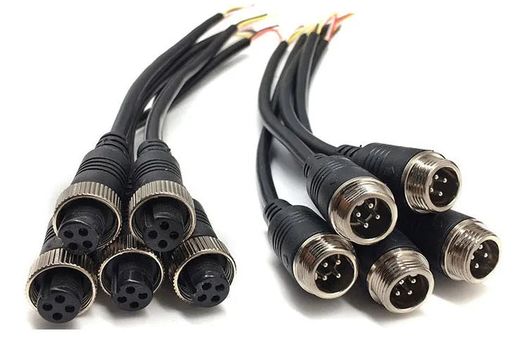 M12 8-core waterproof connecting wire with straight-head aviation connector and IP67 seal