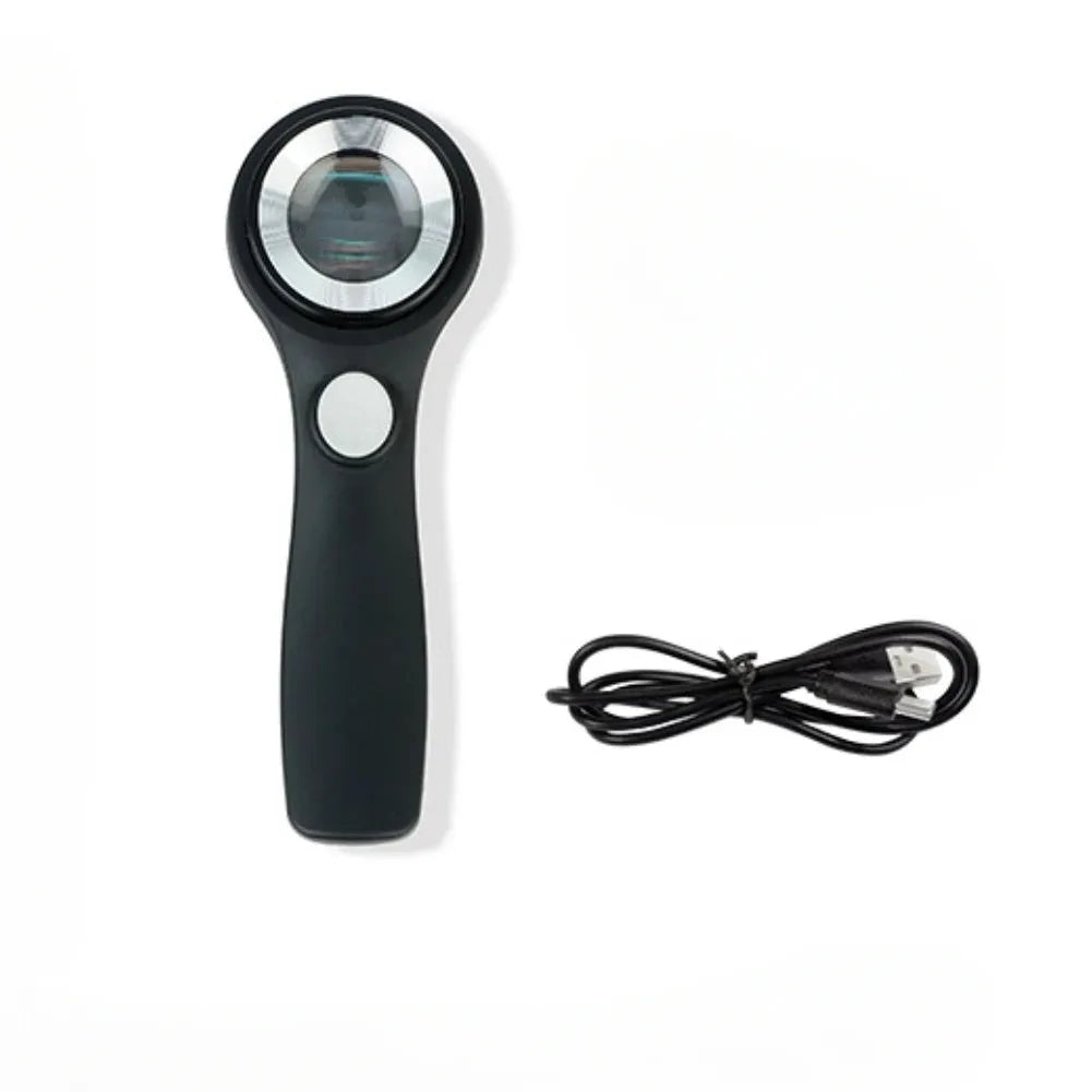 Professional magnifying glass with optical glass lens for jewellery tobacco alcohol appraisal in black or silver finish