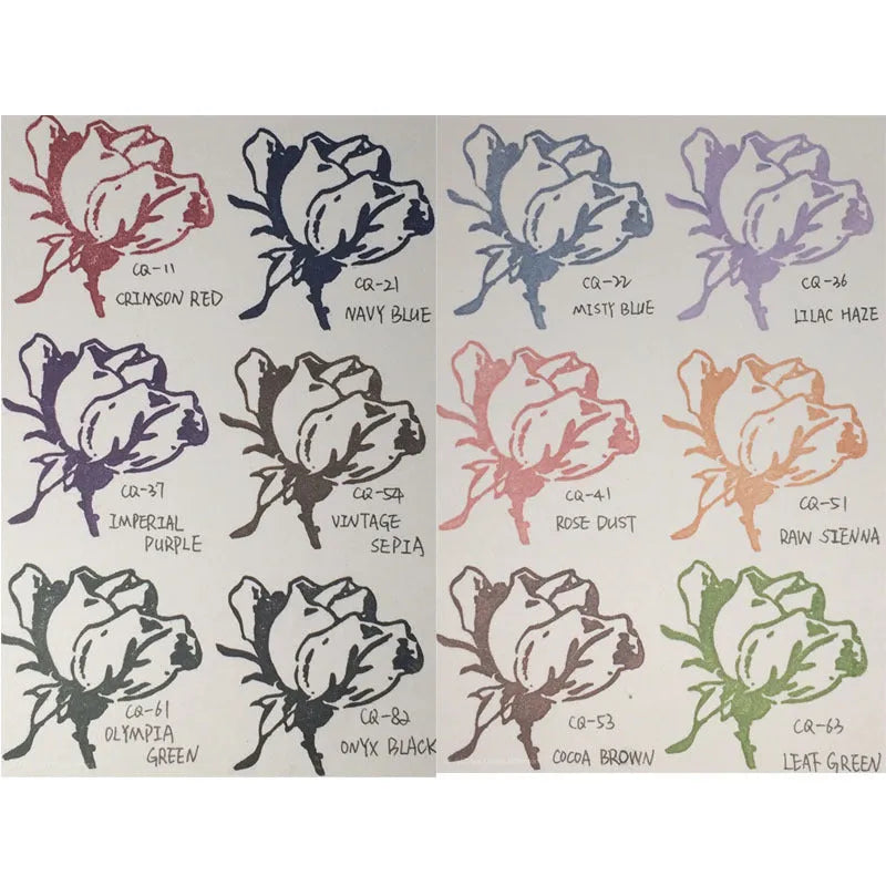 Rectangular rubber stamp ink pad with oily quick-drying ink in five colour options