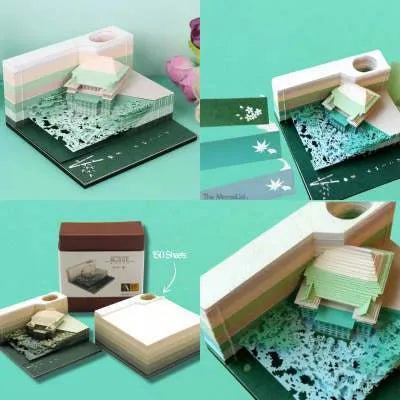 One Piece anime architecture sticky notes showing cartoon building designs on 80x45mm craft paper