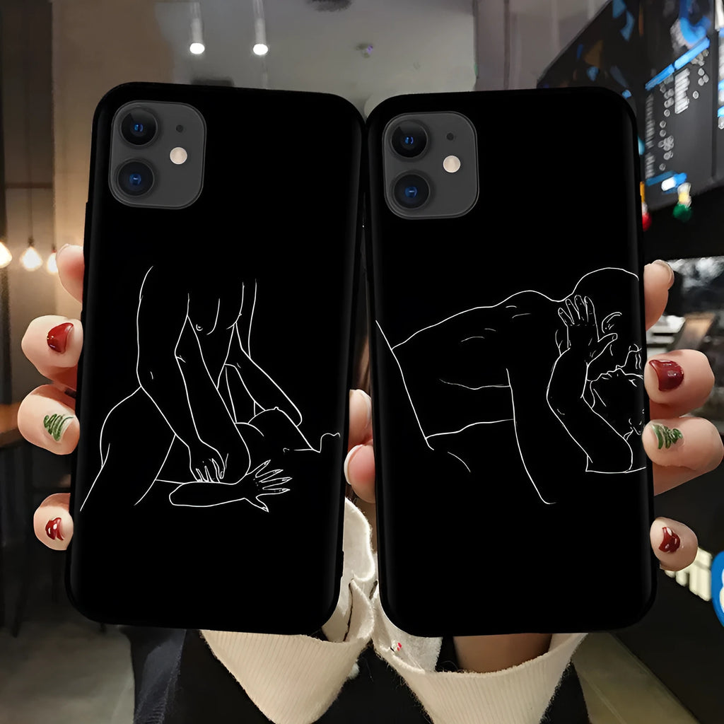 Creative body art TPU phone case for Apple iPhone, black back cover with painting process