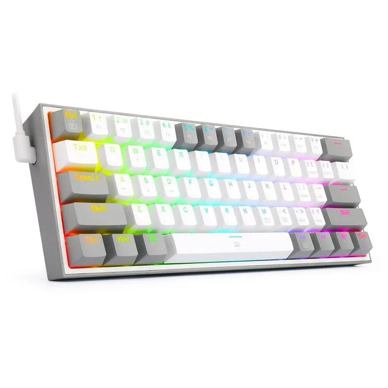 White pink RGB mechanical keyboard with multimedia keys and ergonomic design