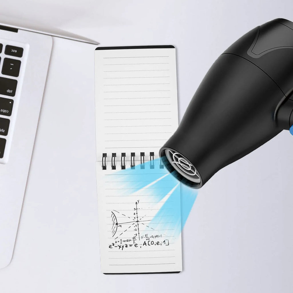 Business intelligence notepad with black and white transparent PP covers, spiral binding, eco-friendly paper, pen, and rag