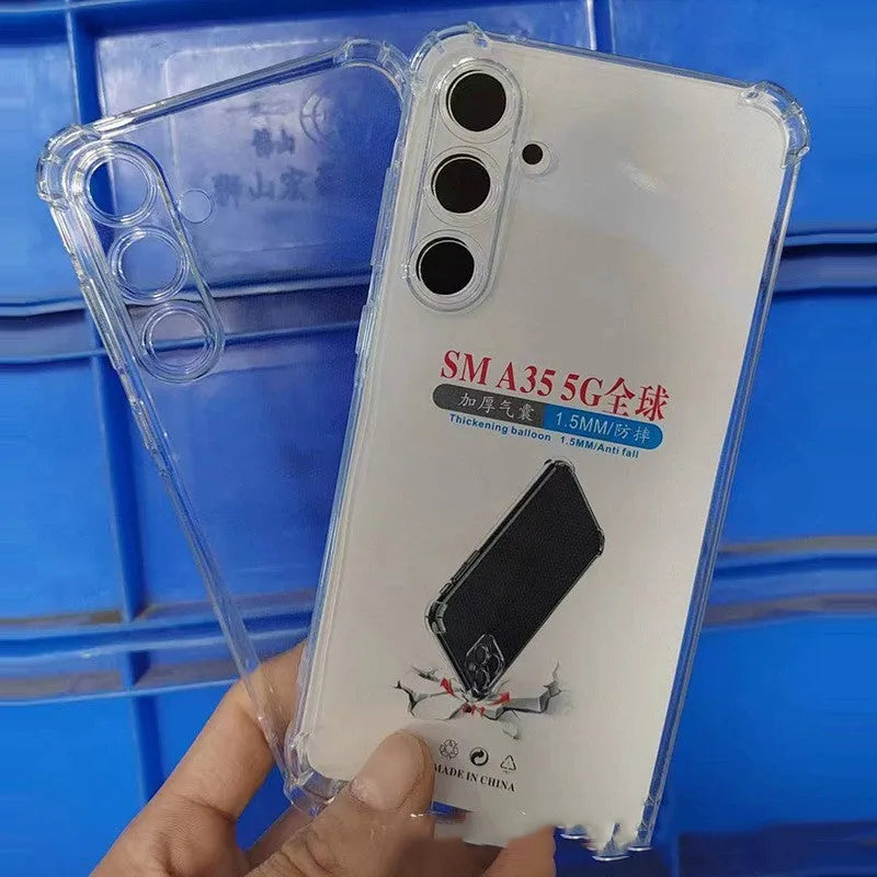 Transparent airbag TPU phone case for Samsung models with thickened corners for fall protection