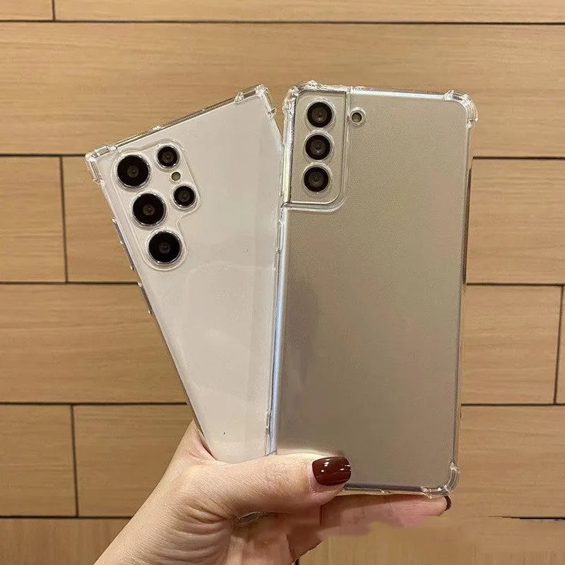 Transparent airbag TPU phone case for Samsung models with thickened corners for fall protection