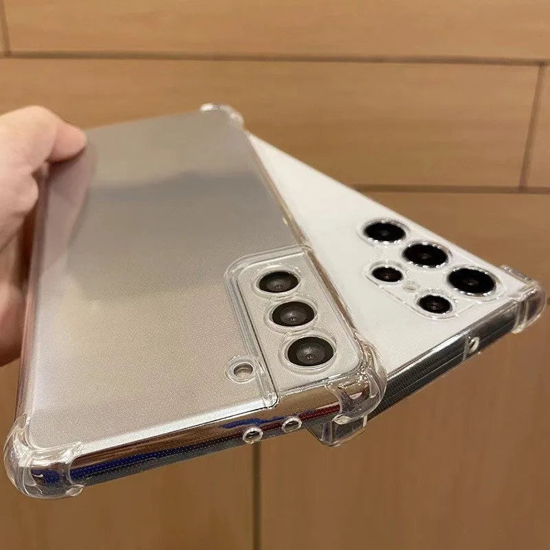 Transparent airbag TPU phone case for Samsung models with thickened corners for fall protection