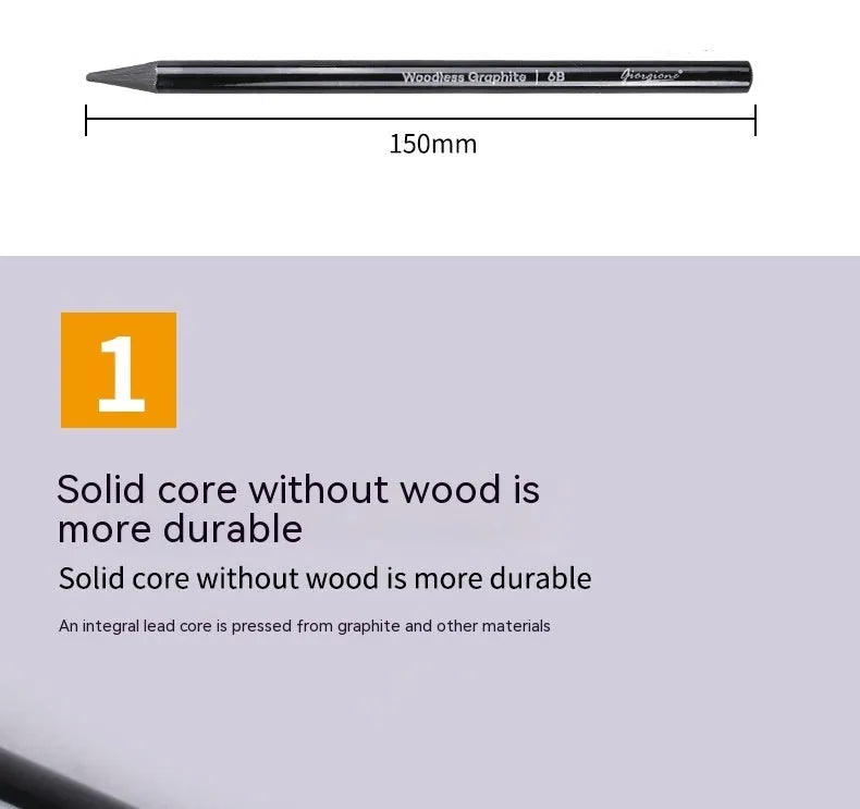 Set of six graphite pencils and three carbonized drawing pencils with wooden casings on a blister card.