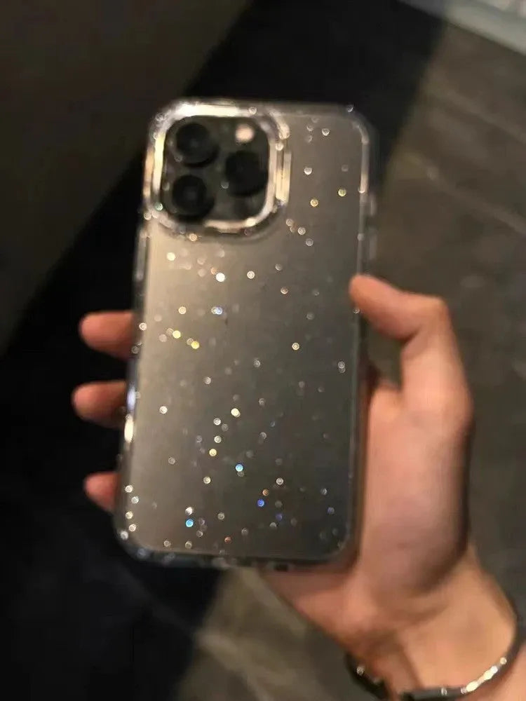 Transparent soft silicone phone case with fall protection for iPhone, showing crystal clear finish
