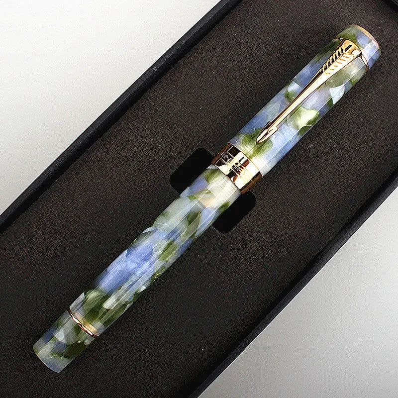 Deep Bath Green metal pen showing fine, medium, and art tip options.