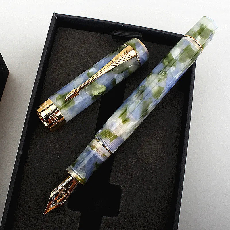 Deep Bath Green metal pen showing fine, medium, and art tip options.
