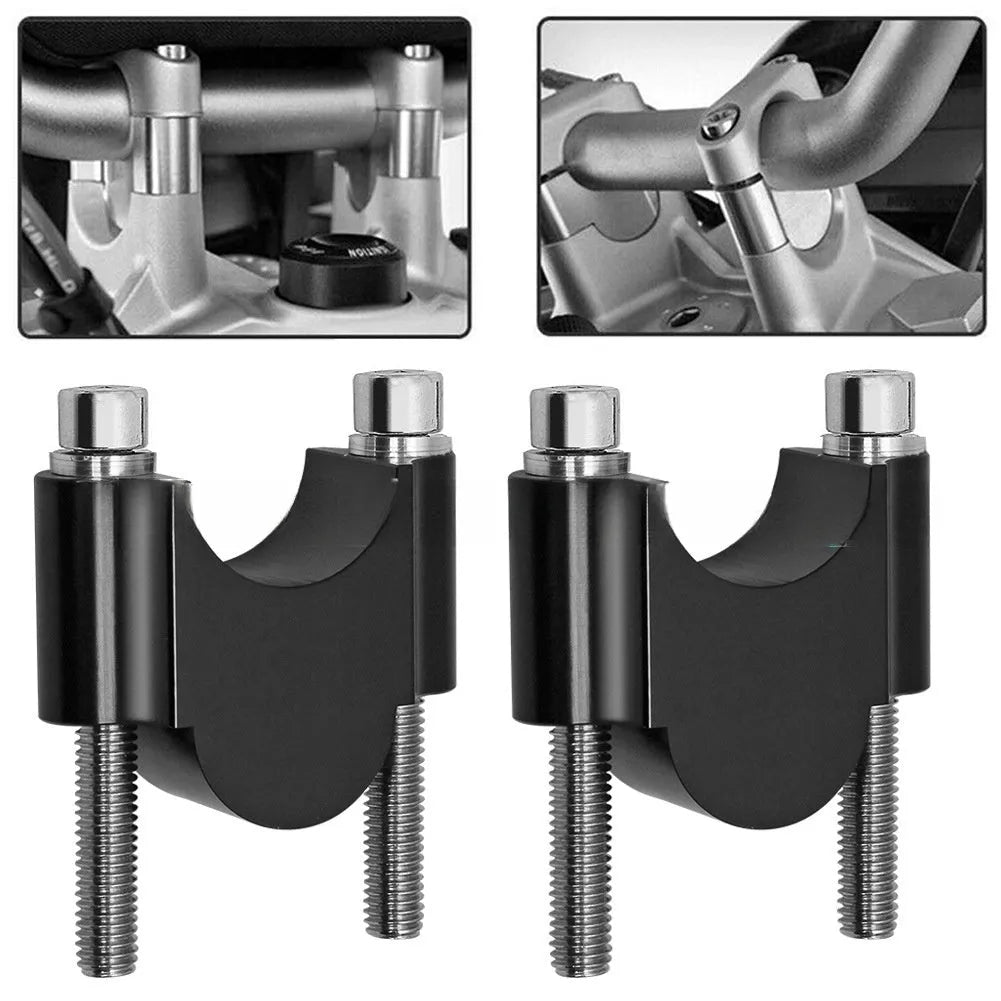 Motorcycle CNC aluminium alloy lifting code in 22mm black finish on a garage workbench