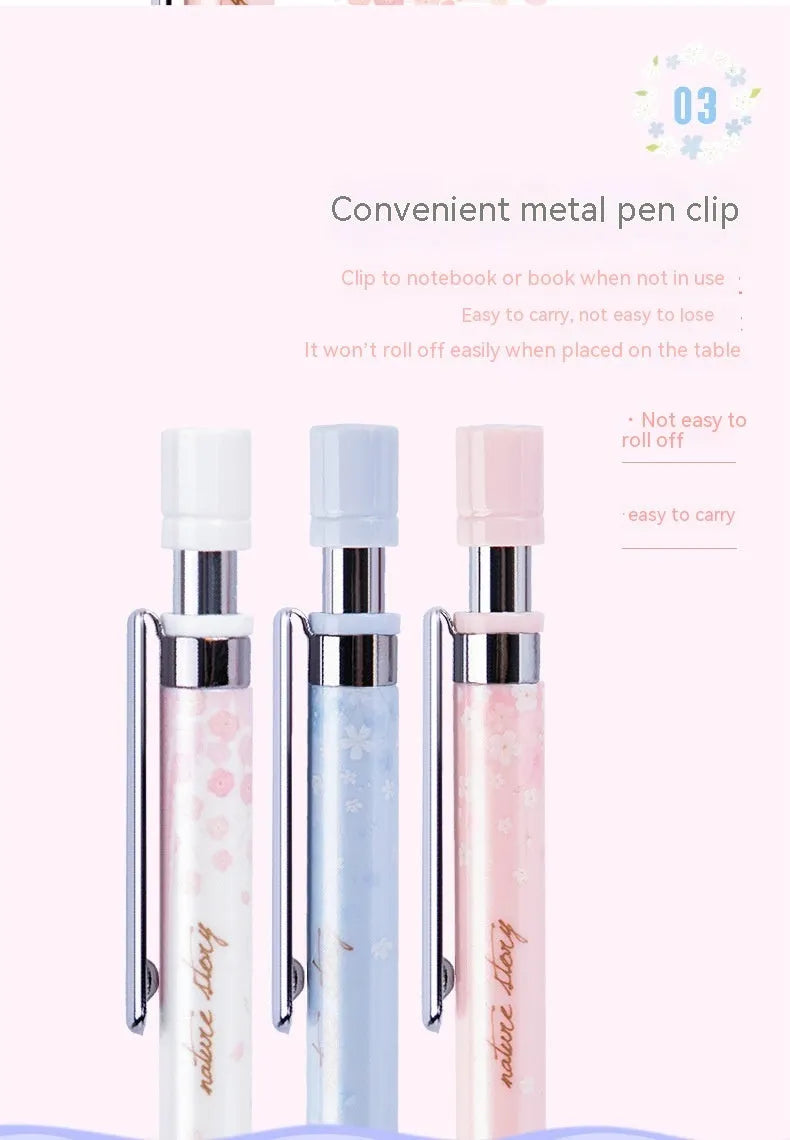 Mixed colour 0.5mm cartoon propelling pencils and HB refill boxes set on a white surface.