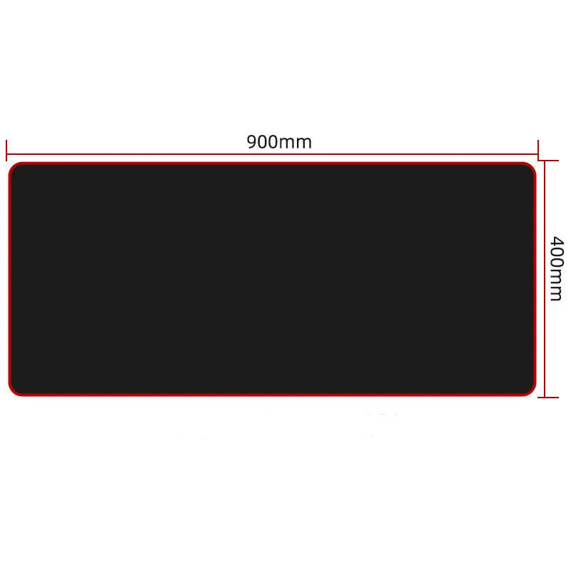 Solid colour black extra long overlock mouse pad on desk with keyboard and mouse