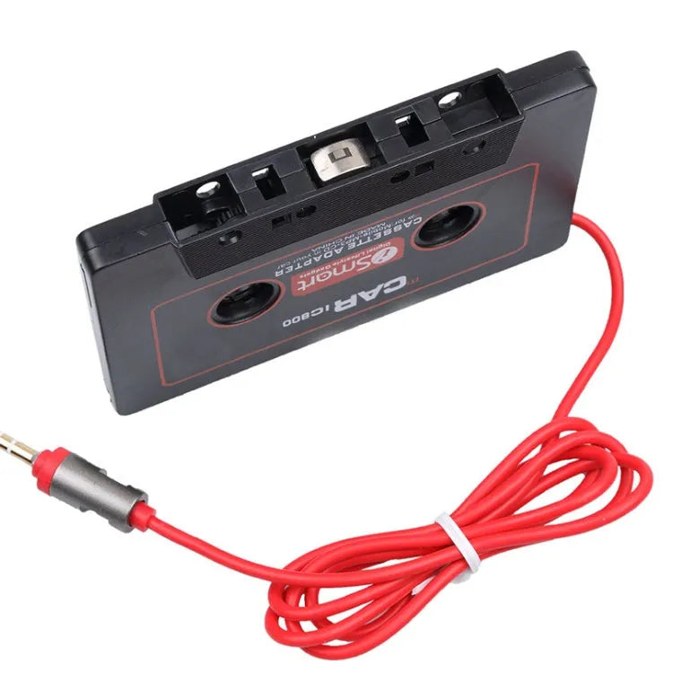 Black car cassette adapter with 3.5mm jack for MP3 player and mobile phone connection