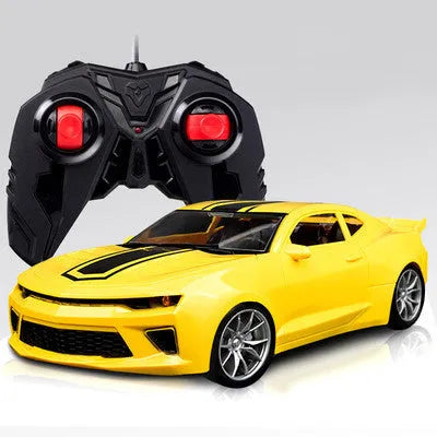 1:16 scale blue remote control racing car with LED lights and airflow line body on a surface