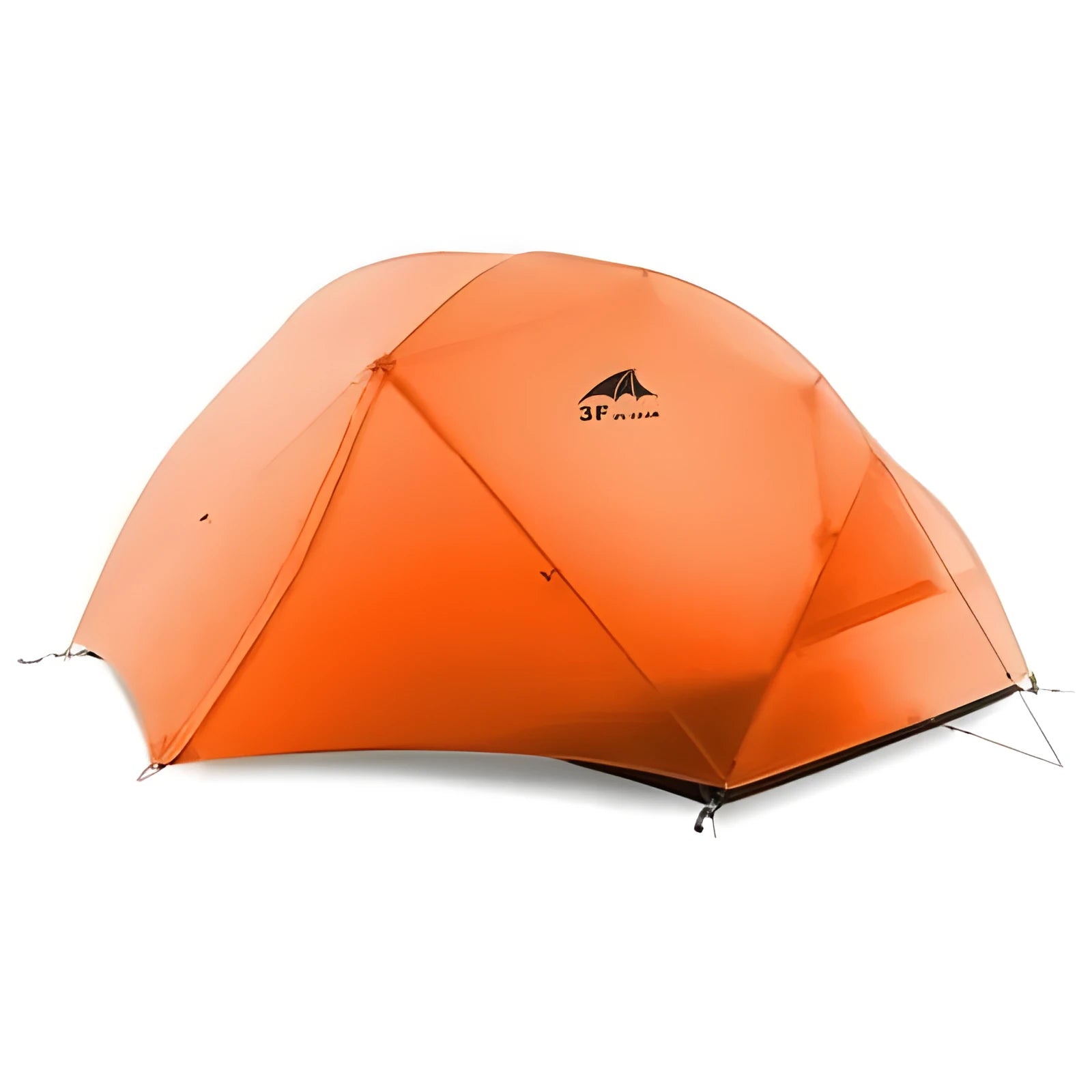 Orange Cloud2 lightweight double tent pitched outdoors with aluminium poles and flysheet
