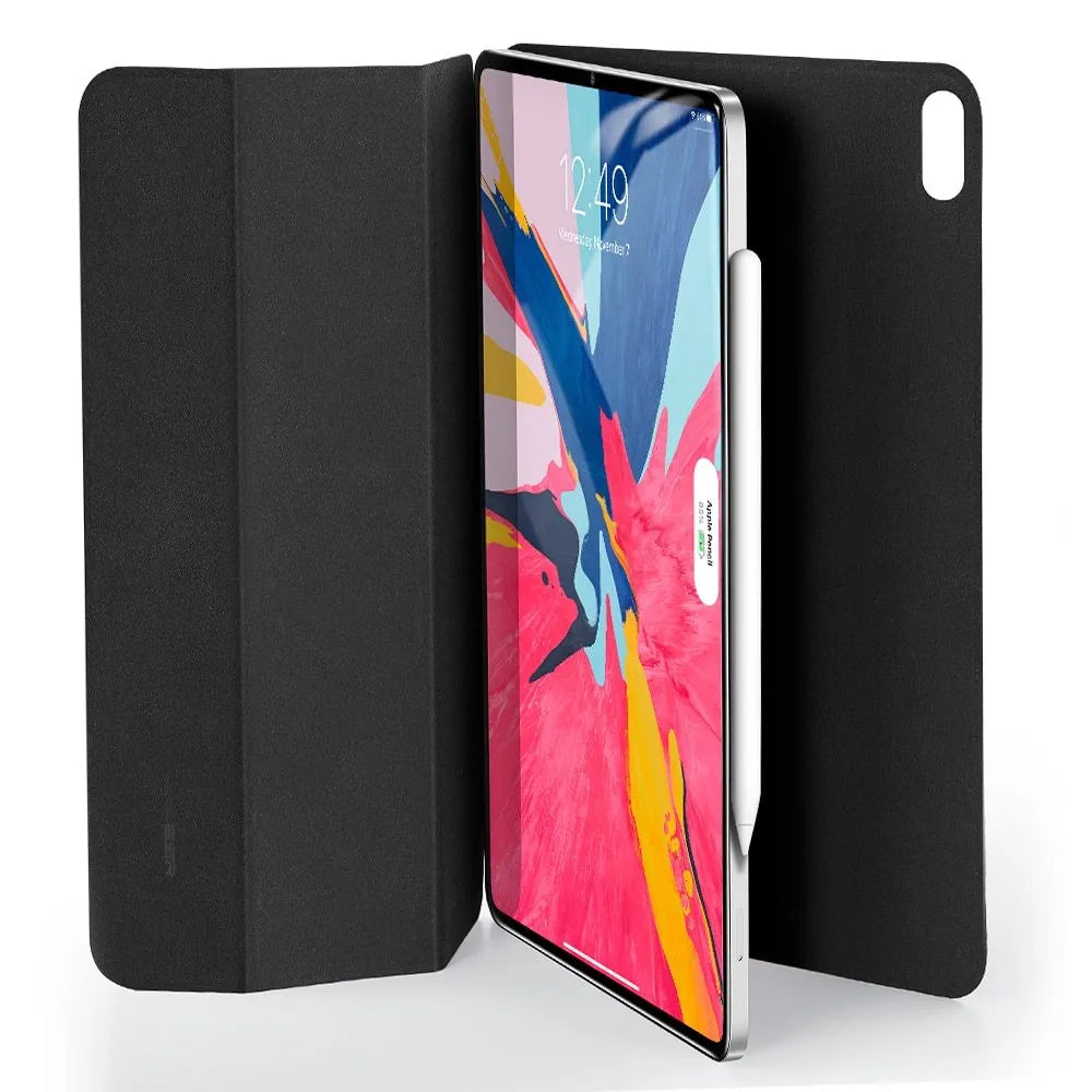 Magnetic smart case for iPad Pro 11 2018 release with trifold stand and rubberized cover in black