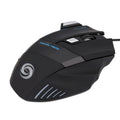 Glow wired optical gaming mouse with seven buttons and colourful LED lighting in black