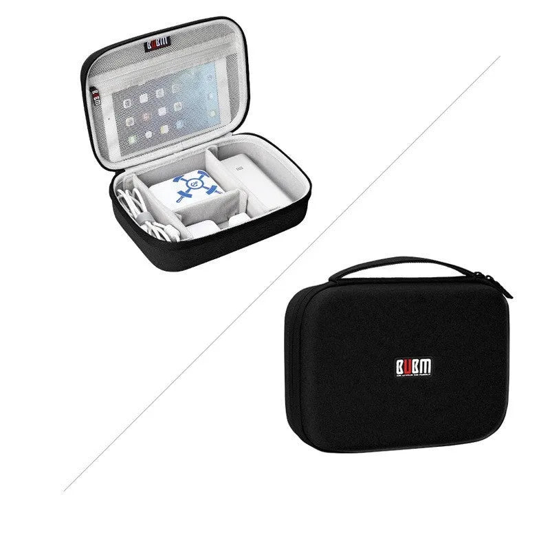 Black EVA digital storage bag for headphones and tech accessories organisation