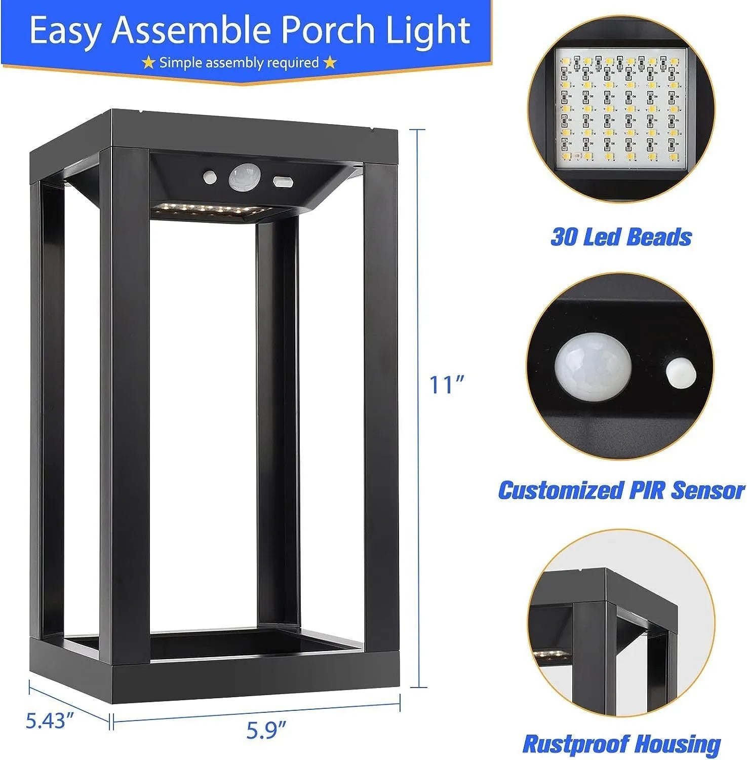 Modern Chinese outdoor solar wall lamp with plastic construction for courtyard and garden installation