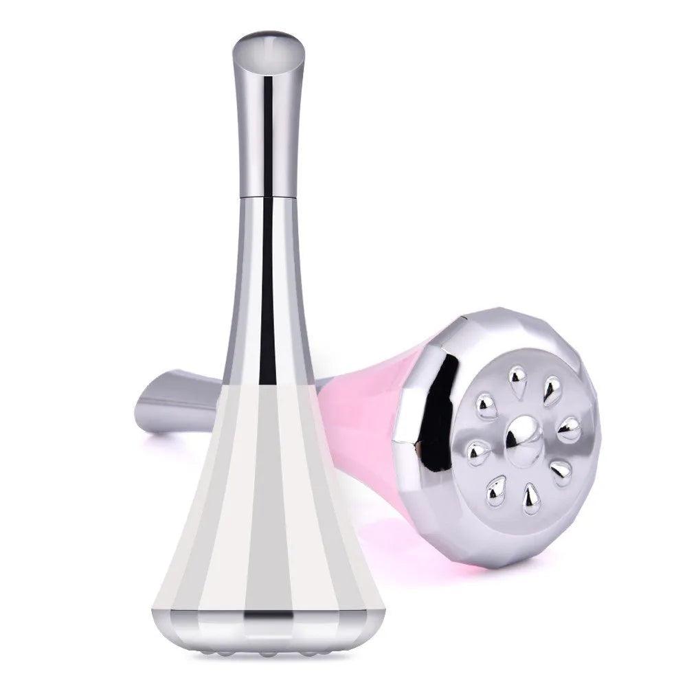 Small gyroscope facial beauty instrument in white with ABS body and CR2032 battery