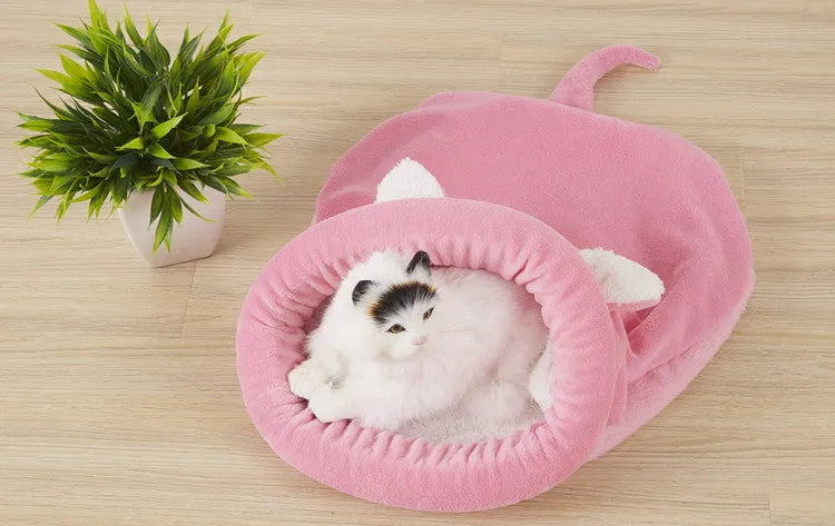 Cat and dog plush sleeping bag mat cloth nest coffee colour 50x40cm