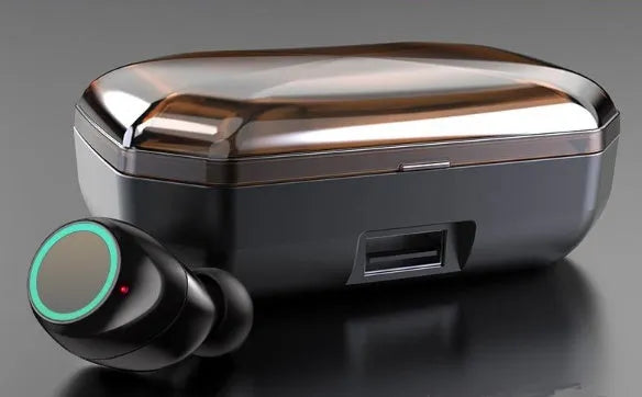 V11 Bluetooth true wireless earbuds in charging case with digital display, black and white options