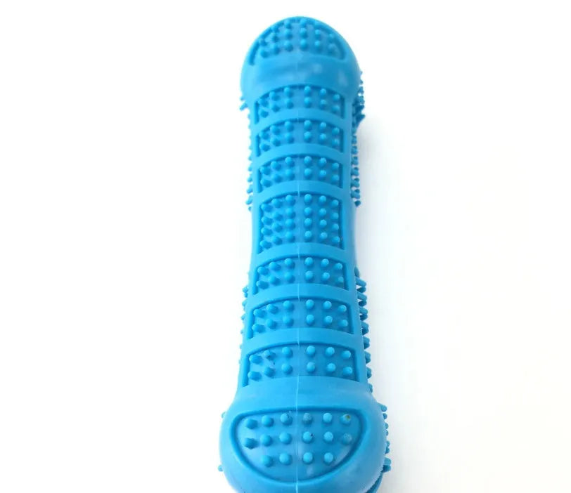 Bone-shaped silicone dog molar stick with bristles for teeth cleaning and easy toothpaste hole