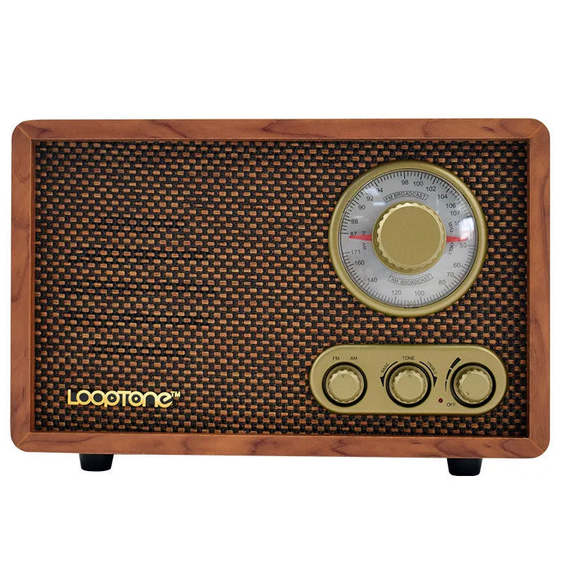 R08 wooden old-fashioned semiconductor home Bluetooth radio in dark brown, FM AM with tone control