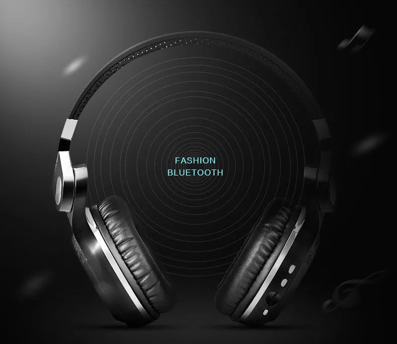 Bluetooth headset with head-mounted design in black, blue, red or white colours with subwoofer line