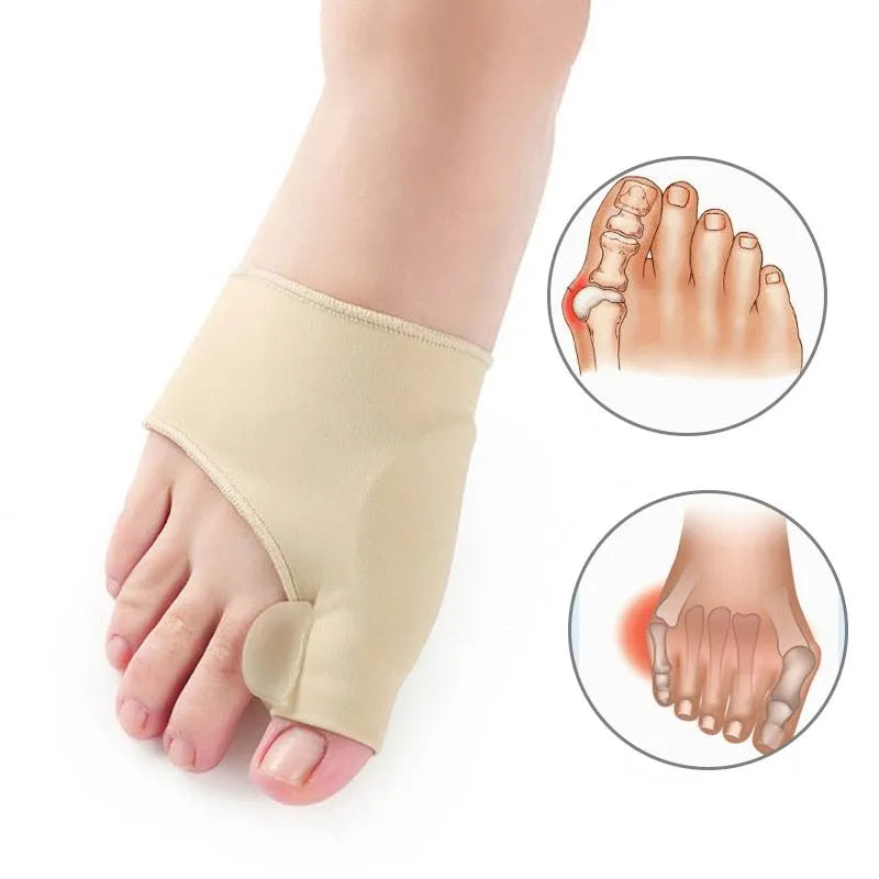 Corrective bunion relief socks with silicone gel pad and toe separator in sizes S, M, L