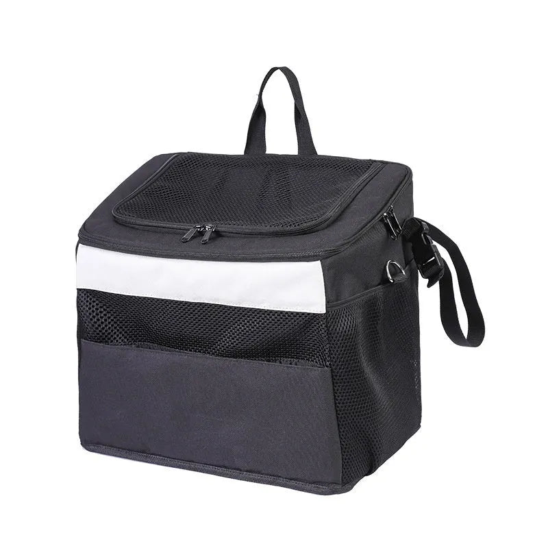 Car pet backpack for dogs and cats in Oxford cloth, solid colour, 37x25x35cm, black and white options