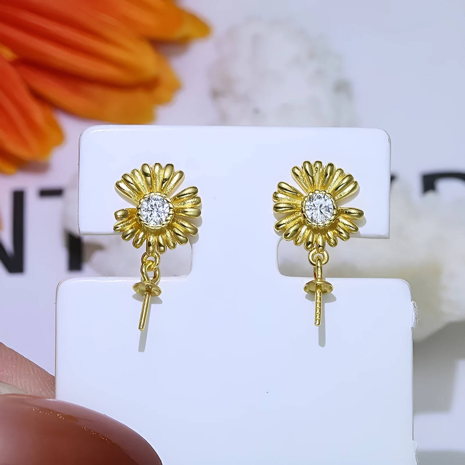 Baroque S925 sterling silver floral earring frames in gold and silver colour options