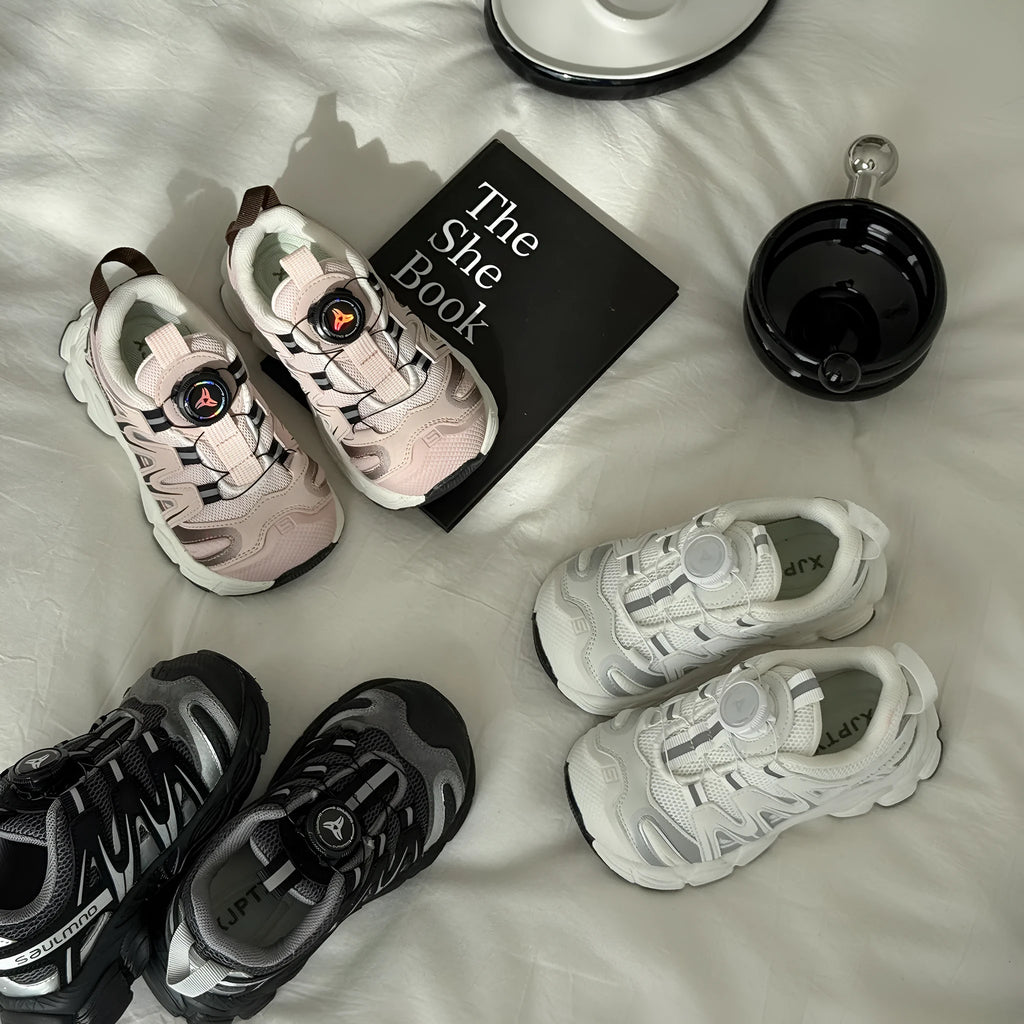 Lightweight beige casual shoes with a breathable PU leather mesh upper for girls and women.