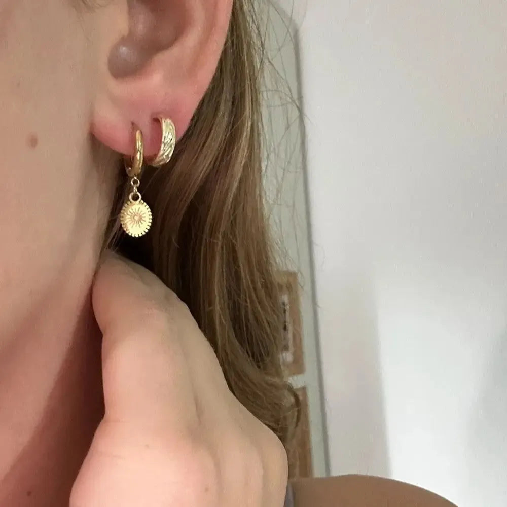 Women's geometric ellipse earrings in stainless steel with non-fading finish