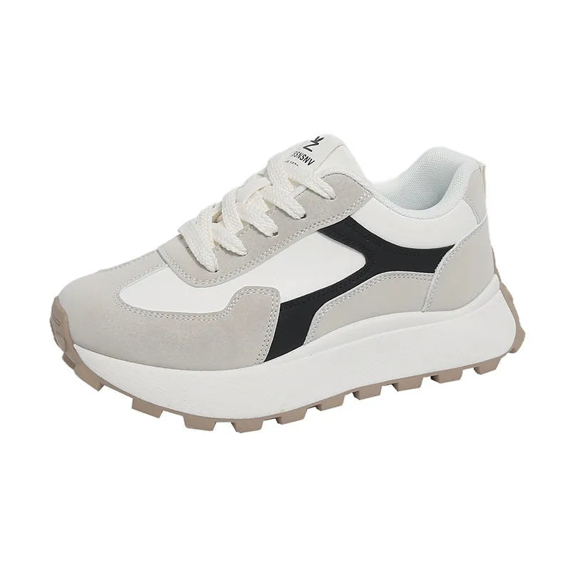 Women's low-top platform sports shoes in card black colour with lace-up front and rubber sole