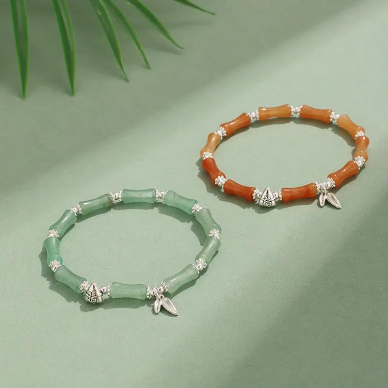 Green aventurine bamboo strawberry crystal bracelet with electroplated finish, multicolour stone beads, women's sweet style