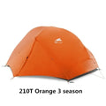Orange Cloud2 lightweight double tent pitched outdoors with aluminium poles and flysheet