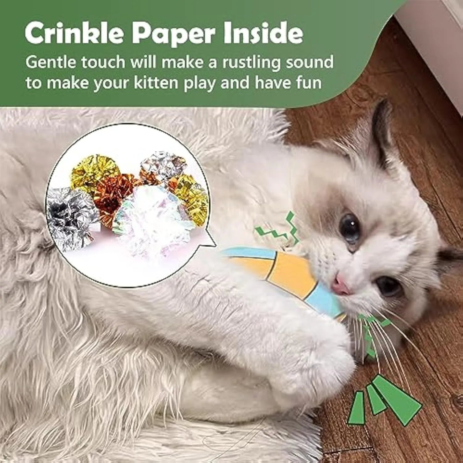 Plush flying disc cat toy with catnip and mylar crinkle for indoor kittens and adult cats