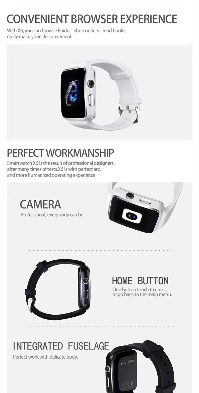 Black smart watch with 1.54 inch display and black silicone strap on a wrist
