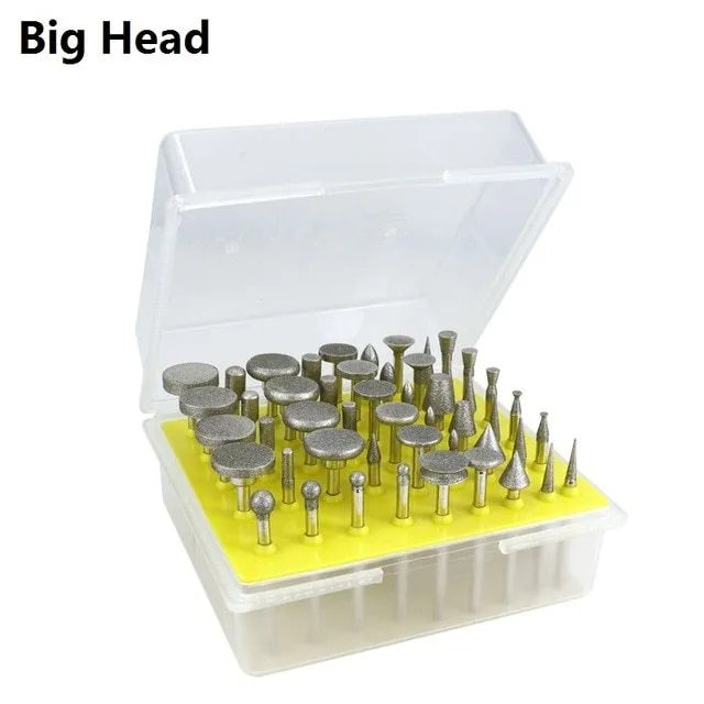 Alloy diamond grinding heads with elliptical cone shape and 3mm shank for glass jade stone work