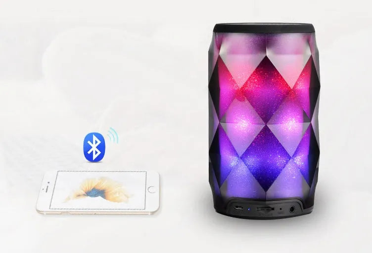 Black crystal diamond cut Coke can shaped Bluetooth speaker lantern with colourful LED lighting effects