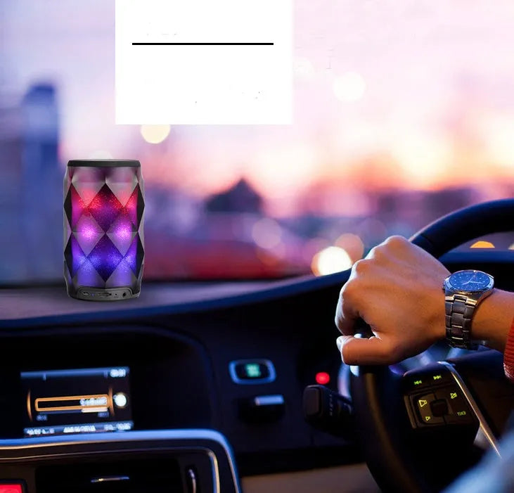 Black crystal diamond cut Coke can shaped Bluetooth speaker lantern with colourful LED lighting effects