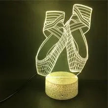 3D acrylic ballet dancer night light with colourful LED illumination and remote control