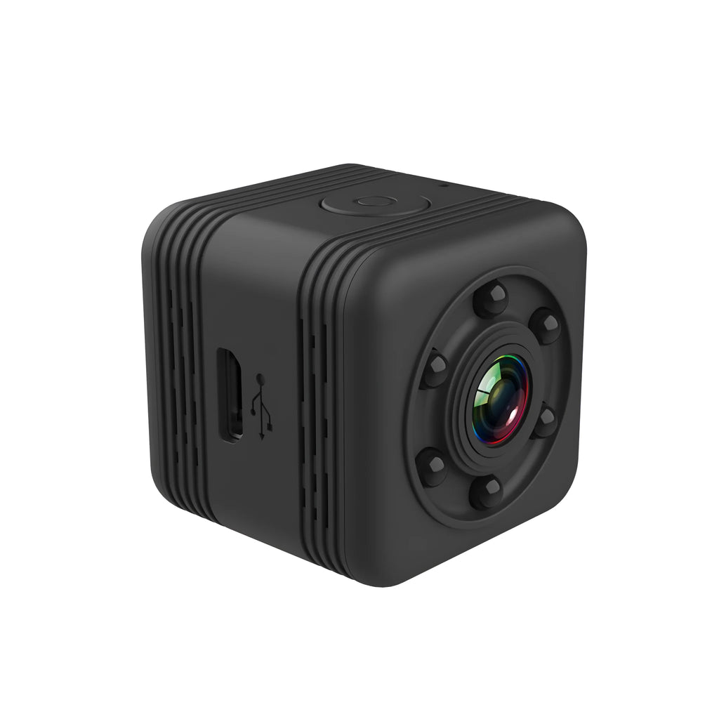 SQ29 black waterproof sports action camera with MicroUSB port.