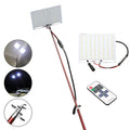 LED fishing rod light unit mounted on telescopic pole with remote control for outdoor lighting