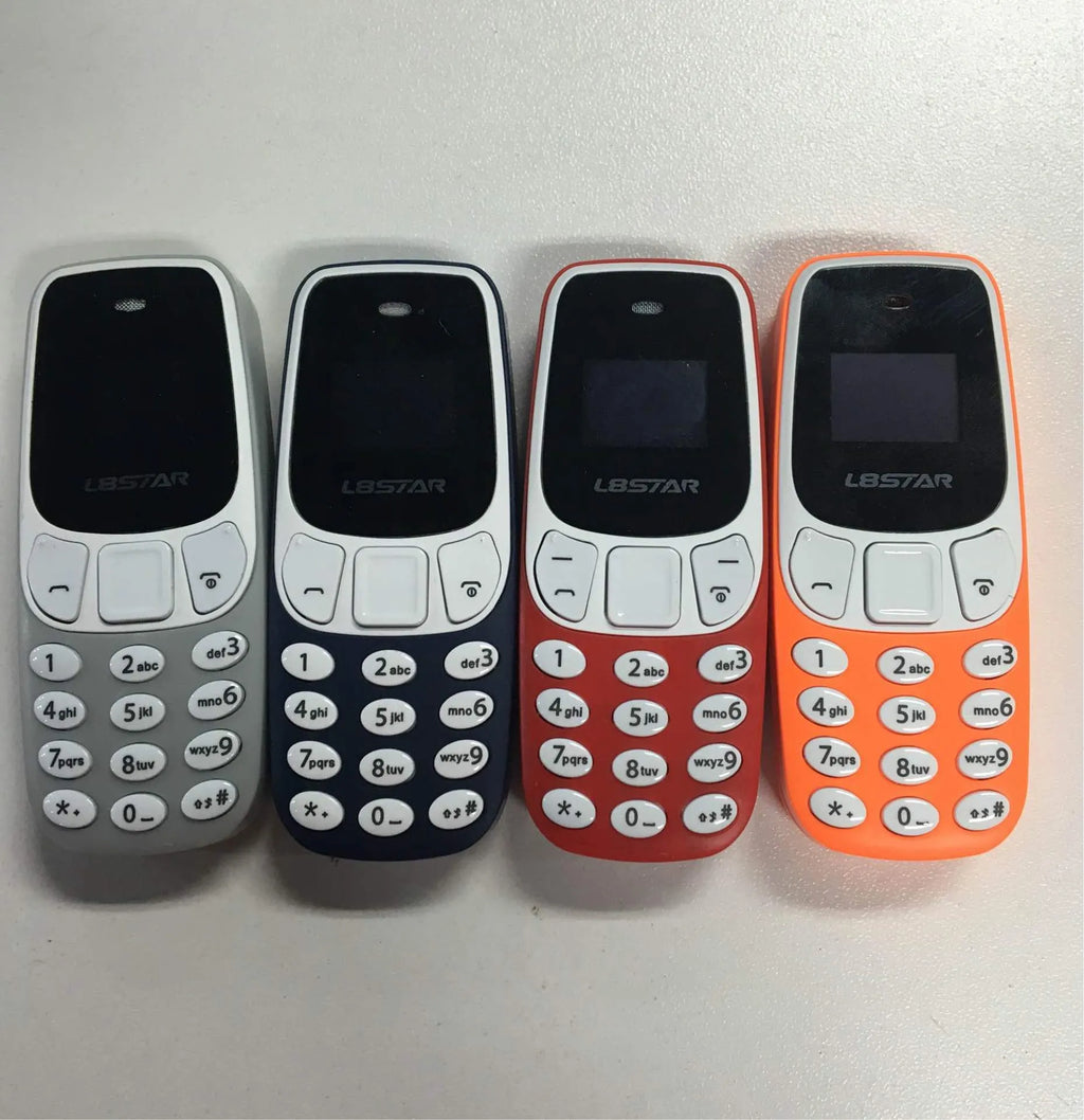 Ultra-small miniature thumb phone with 0.66-inch OLED display and keypad, smaller than a lighter