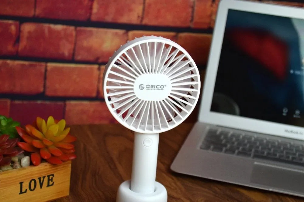 ORICO FH1 white portable USB rechargeable desk fan with three-speed settings